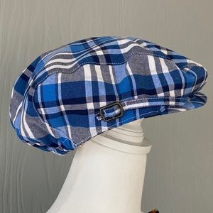 Janie and Jack Blue and White Boys’ Plaid Newsboy Cap